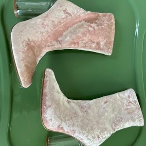 Pink Velvet Clear Heels